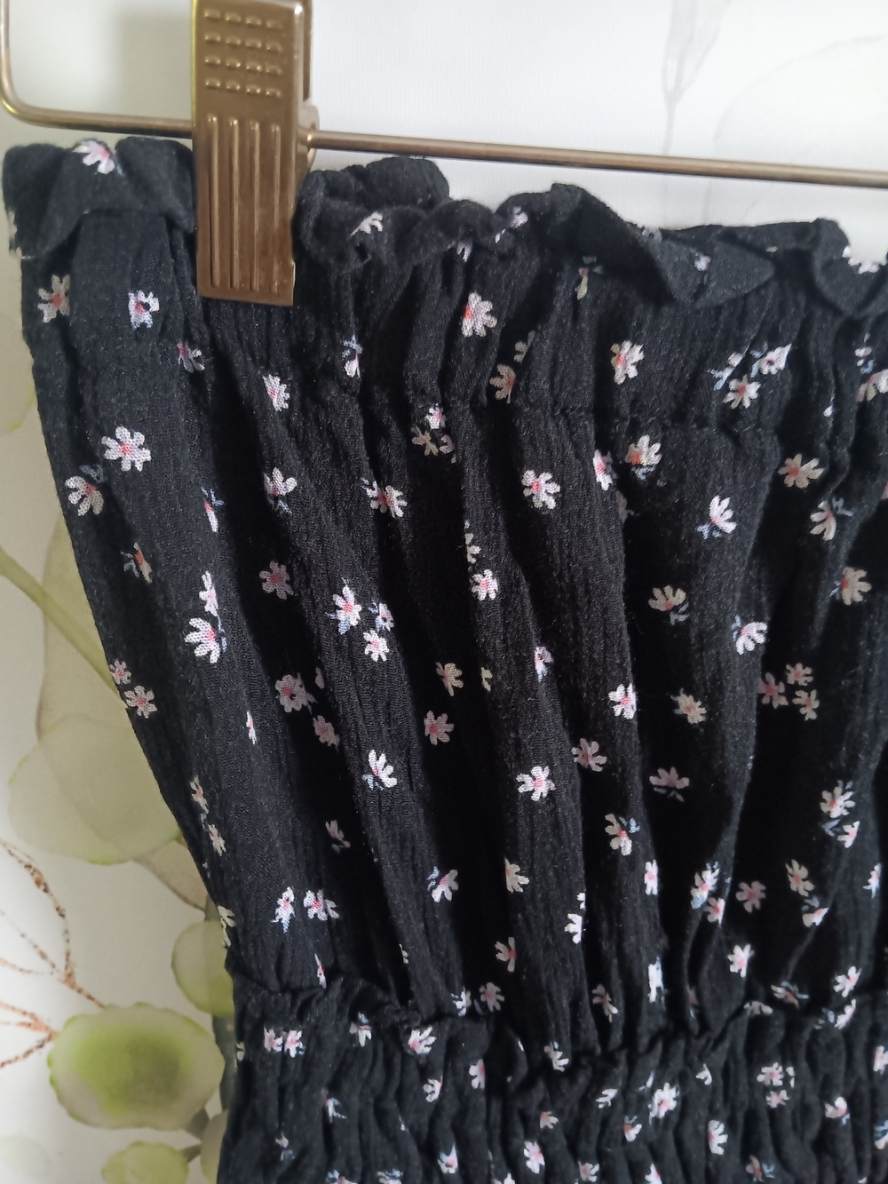 Sky & Sparrow Strapless Romper XS Black Floral Smocked Tube Top Mini Summer Boho - Picture 5 of 5